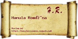 Hanula Romána névjegykártya